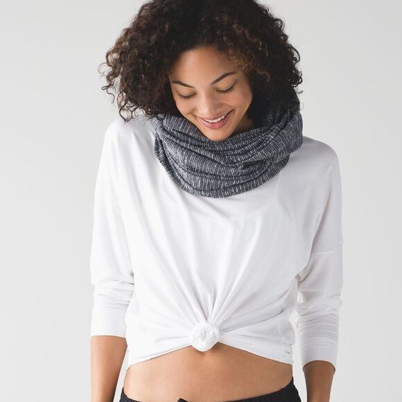 Lululemon Vinyasa Scarf Lycra Rulu Coco Pique Black White Black Snap Verstitale - Picture 2 of 8